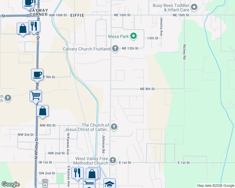 map of restaurants, bars, coffee shops, grocery stores, and more near 125 Magnolia Avenue in Fruitland