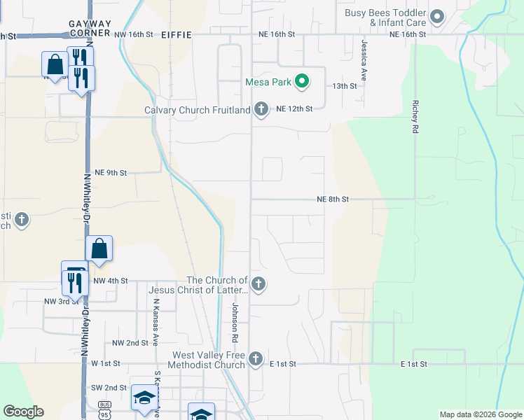 map of restaurants, bars, coffee shops, grocery stores, and more near 125 Magnolia Avenue in Fruitland