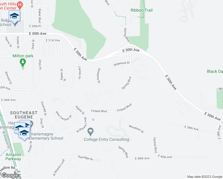 map of restaurants, bars, coffee shops, grocery stores, and more near 1993 Kimberly Drive in Eugene