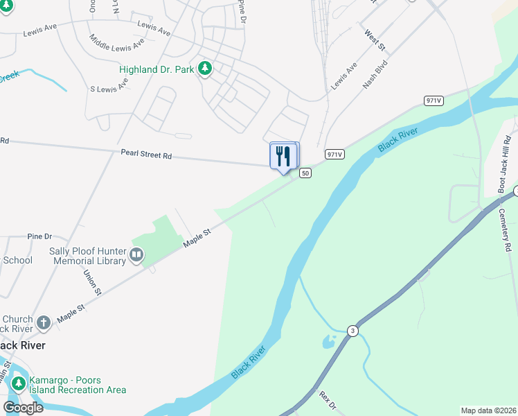 map of restaurants, bars, coffee shops, grocery stores, and more near 29580 Maple Street in Black River