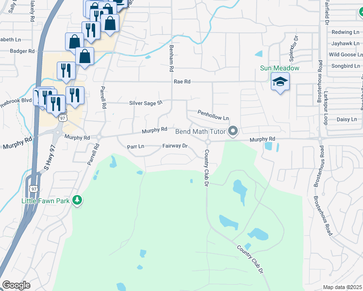 map of restaurants, bars, coffee shops, grocery stores, and more near 20345 Murphy Road in Bend
