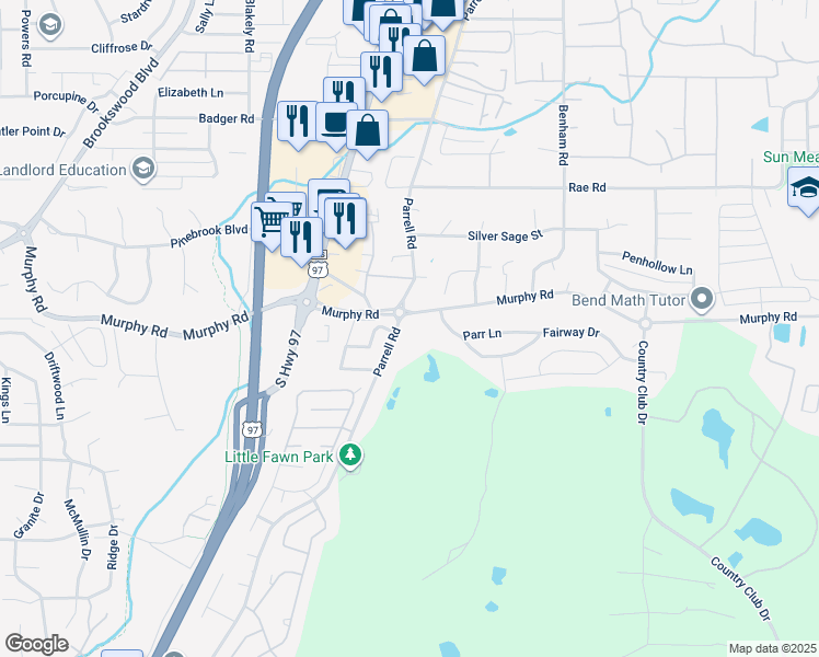 map of restaurants, bars, coffee shops, grocery stores, and more near 20223 Murphy Road in Bend