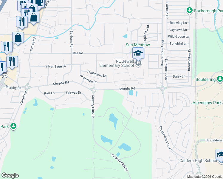 map of restaurants, bars, coffee shops, grocery stores, and more near 20438 Murphy Road in Bend