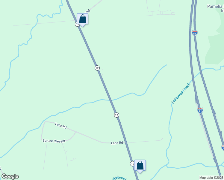 map of restaurants, bars, coffee shops, grocery stores, and more near State Route 12 in Watertown