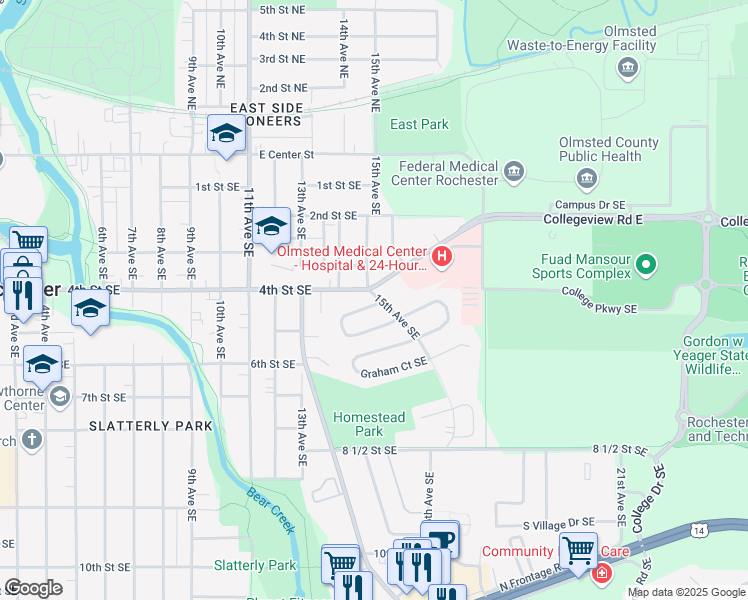 map of restaurants, bars, coffee shops, grocery stores, and more near 1433 Berkman in Rochester
