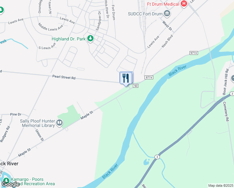 map of restaurants, bars, coffee shops, grocery stores, and more near 29613 Maple Street in Black River