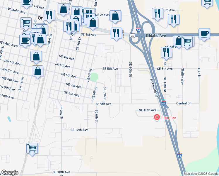 map of restaurants, bars, coffee shops, grocery stores, and more near 789 Sierra Vista Drive in Ontario