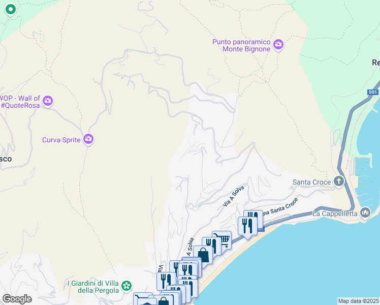 map of restaurants, bars, coffee shops, grocery stores, and more near 14 Via Francesco Airaldi in Alassio