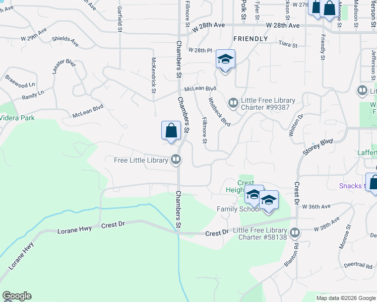 map of restaurants, bars, coffee shops, grocery stores, and more near 1696 Em Ray Drive in Eugene