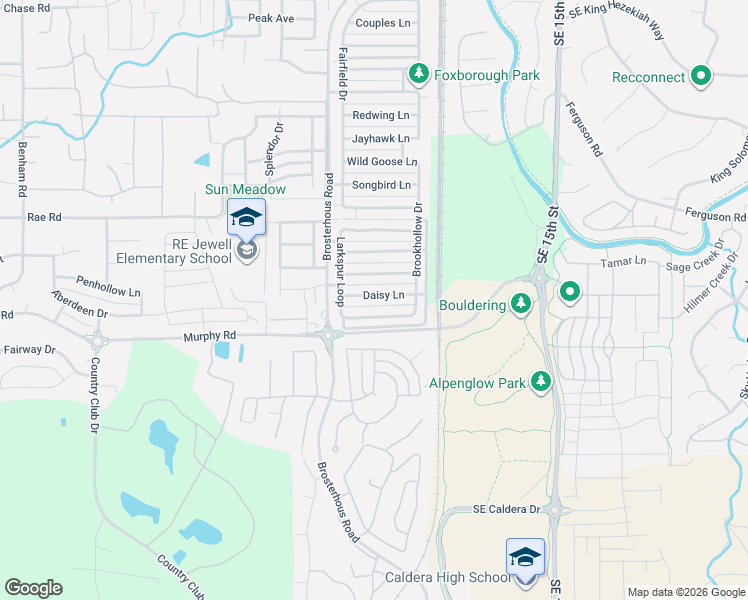 map of restaurants, bars, coffee shops, grocery stores, and more near 20642 Daisy Lane in Bend