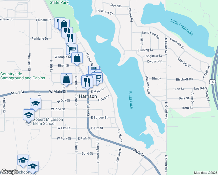 map of restaurants, bars, coffee shops, grocery stores, and more near 677 North Lake Street in Harrison