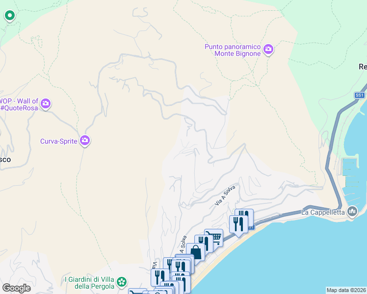 map of restaurants, bars, coffee shops, grocery stores, and more near 14 Via Francesco Airaldi in Alassio
