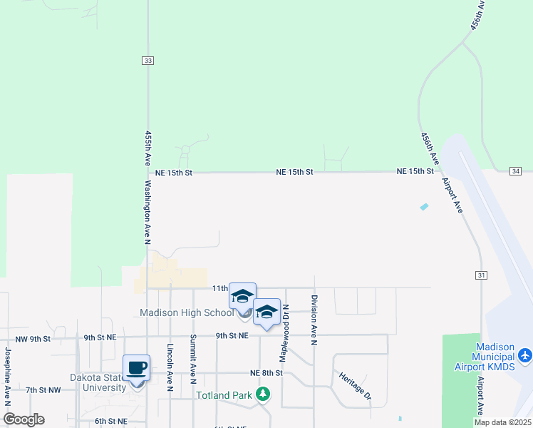 map of restaurants, bars, coffee shops, grocery stores, and more near 815 Northeast 15th Street in Madison