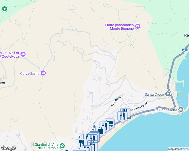 map of restaurants, bars, coffee shops, grocery stores, and more near 14 Via Francesco Airaldi in Alassio
