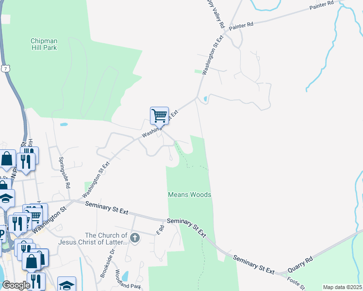 map of restaurants, bars, coffee shops, grocery stores, and more near 238 Peterson Terrace in Middlebury