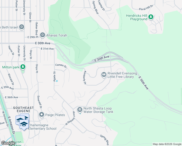 map of restaurants, bars, coffee shops, grocery stores, and more near 1961 Dogwood Drive in Eugene