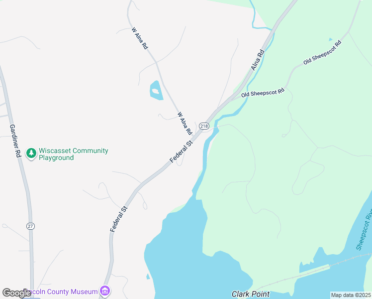 map of restaurants, bars, coffee shops, grocery stores, and more near 307 Federal Street in Wiscasset