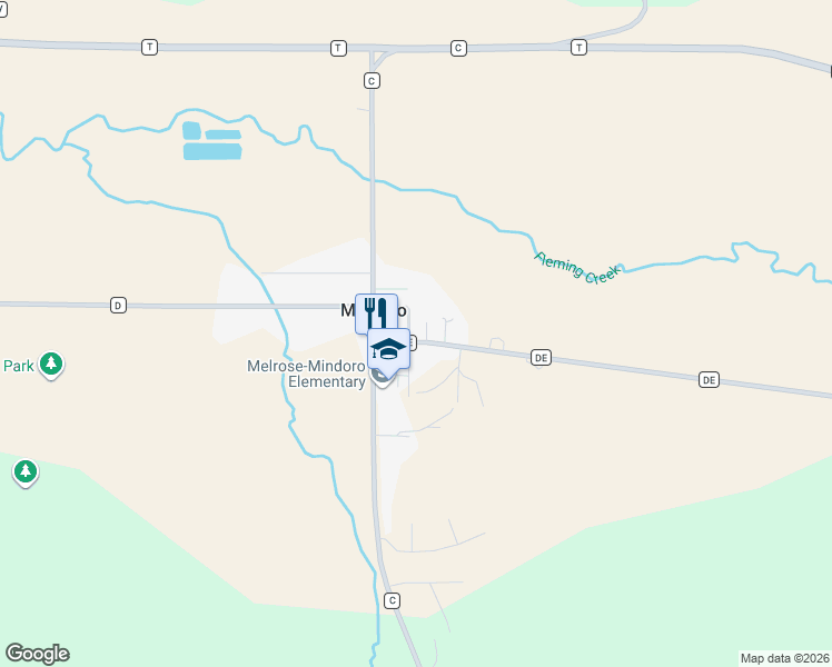 map of restaurants, bars, coffee shops, grocery stores, and more near W3858 County Road DE in Mindoro