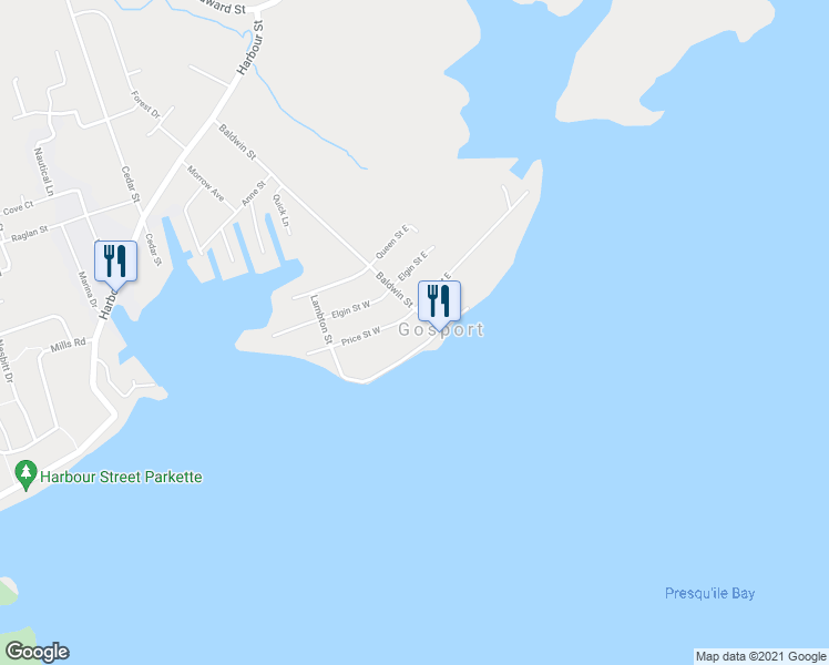 map of restaurants, bars, coffee shops, grocery stores, and more near 6 Bay Street West in Brighton