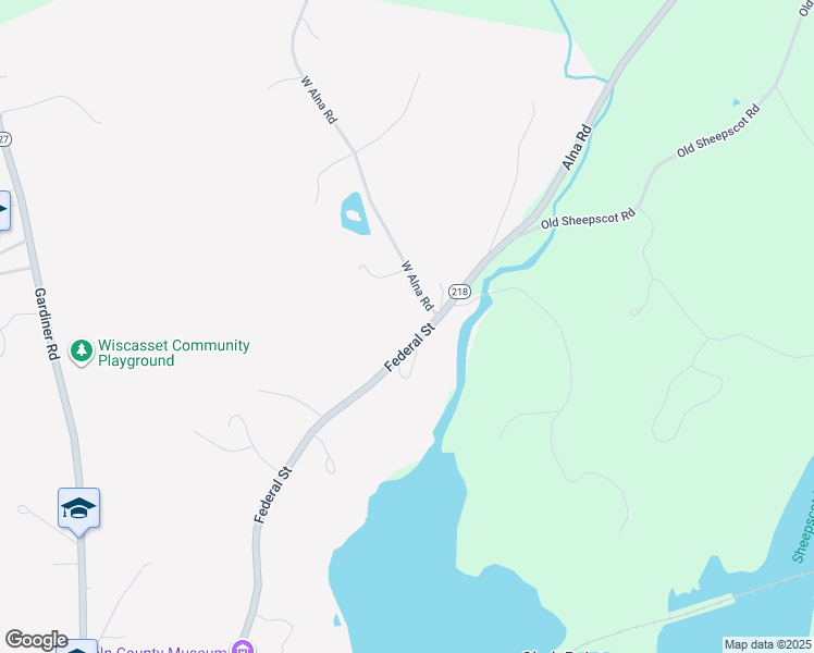 map of restaurants, bars, coffee shops, grocery stores, and more near 294 Federal Street in Wiscasset