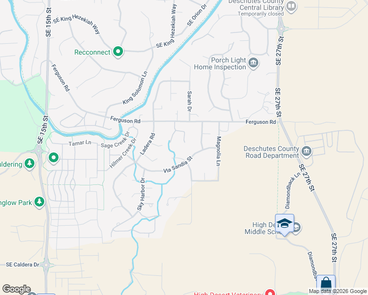 map of restaurants, bars, coffee shops, grocery stores, and more near 61130 Cabin Court in Bend