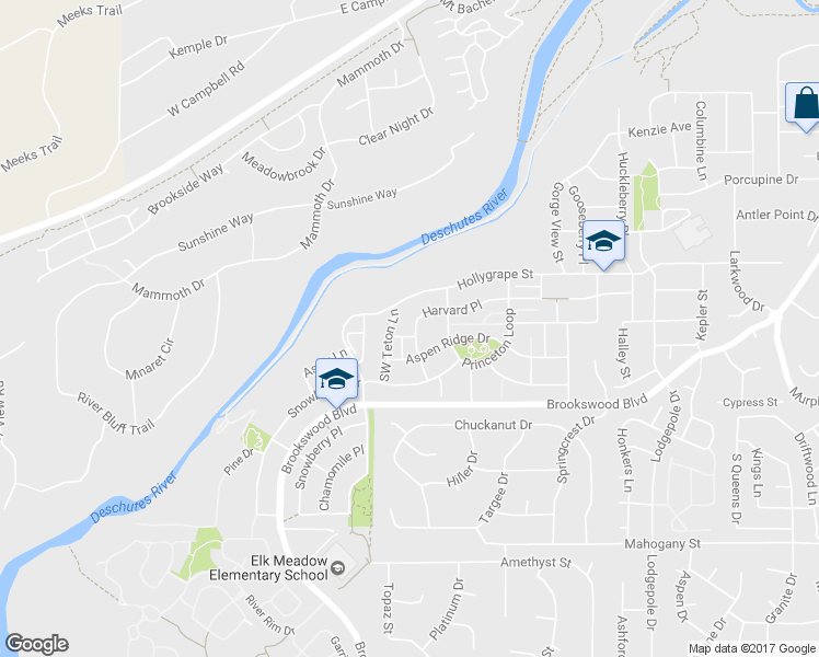 map of restaurants, bars, coffee shops, grocery stores, and more near 19638 Harvard Place in Bend