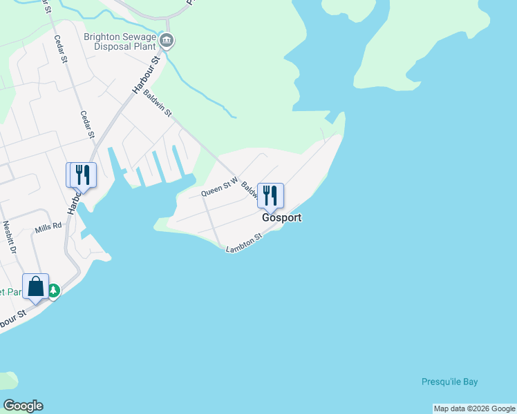 map of restaurants, bars, coffee shops, grocery stores, and more near 6 Bay Street West in Brighton