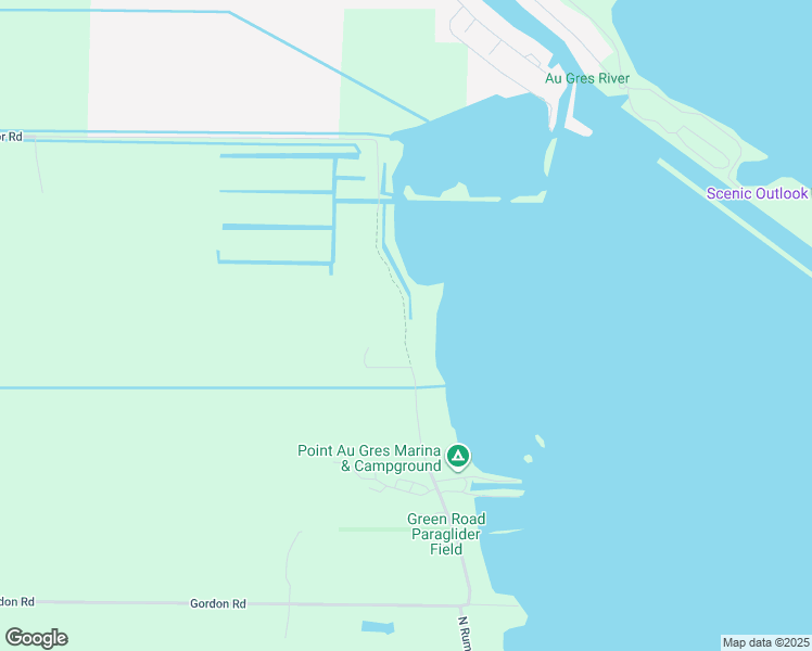 map of restaurants, bars, coffee shops, grocery stores, and more near 2174 Green Drive in Au Gres