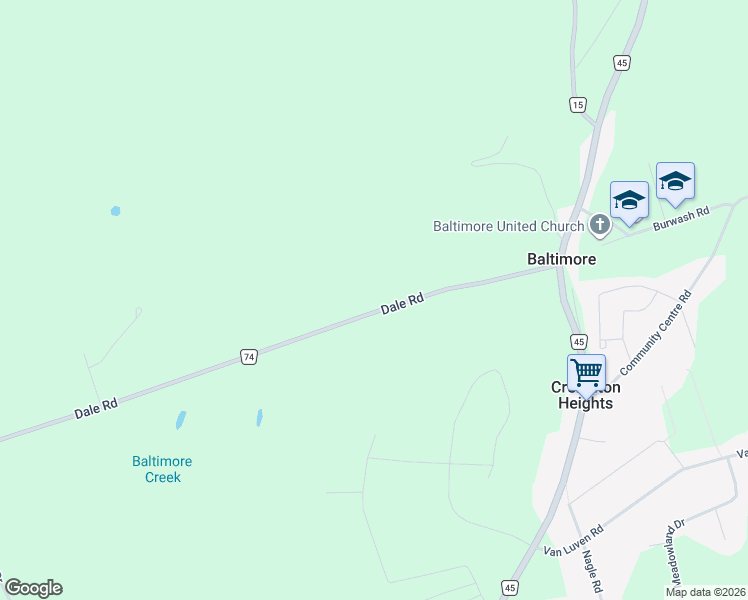 map of restaurants, bars, coffee shops, grocery stores, and more near 9150 Dale Road in Cobourg
