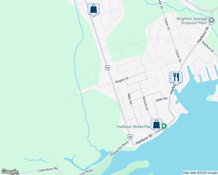 map of restaurants, bars, coffee shops, grocery stores, and more near 210 Ontario Street in Brighton