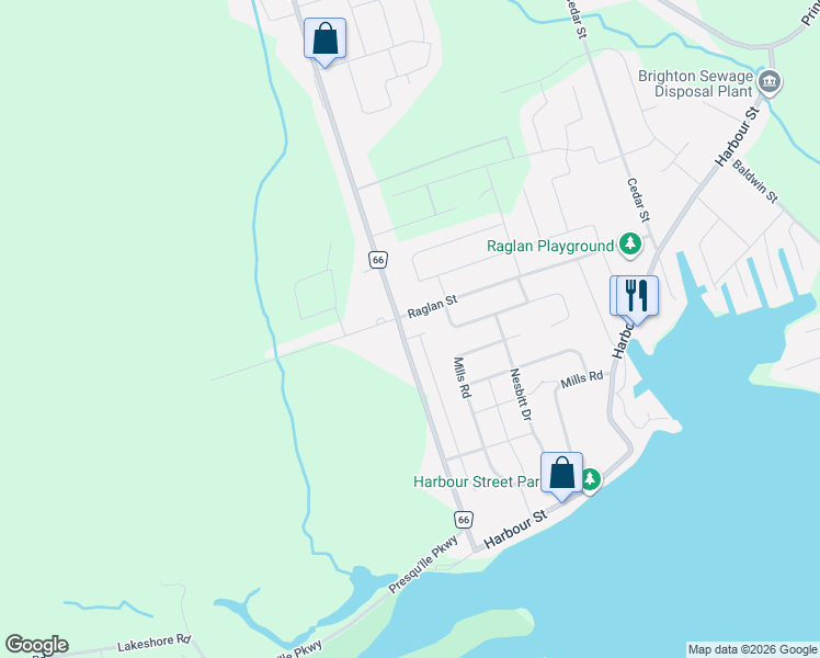 map of restaurants, bars, coffee shops, grocery stores, and more near 283 Raglan Street in Brighton