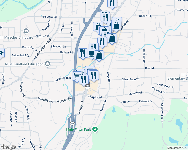 map of restaurants, bars, coffee shops, grocery stores, and more near 61200 U.S. 97 Business in Bend