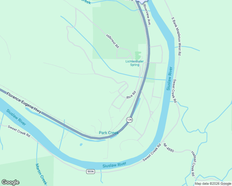 map of restaurants, bars, coffee shops, grocery stores, and more near 87610 Rice Road in Mapleton