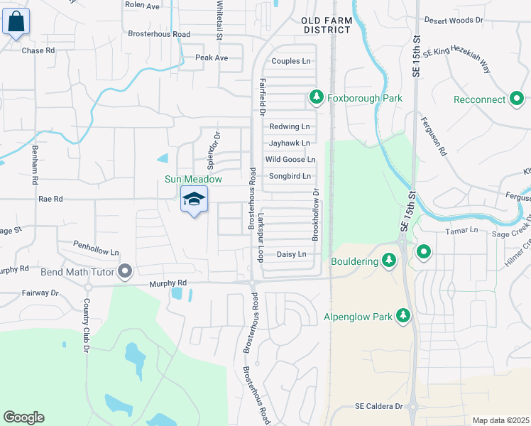 map of restaurants, bars, coffee shops, grocery stores, and more near 61158 Larkspur Loop in Bend