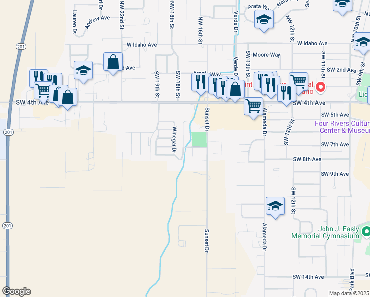 map of restaurants, bars, coffee shops, grocery stores, and more near 20 Freedom Drive in Ontario