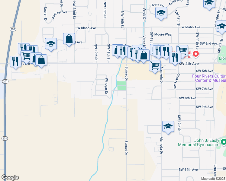 map of restaurants, bars, coffee shops, grocery stores, and more near 20 Freedom Drive in Ontario