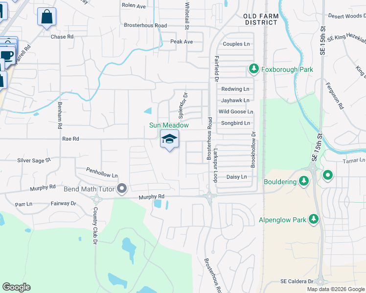 map of restaurants, bars, coffee shops, grocery stores, and more near 61193 Cone Flower Street in Bend