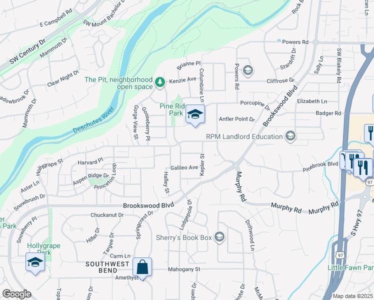 map of restaurants, bars, coffee shops, grocery stores, and more near 19824 Southwest Copernicus in Bend