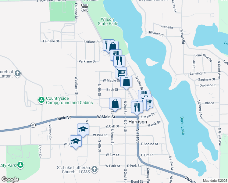 map of restaurants, bars, coffee shops, grocery stores, and more near 169 Birch Street in Harrison