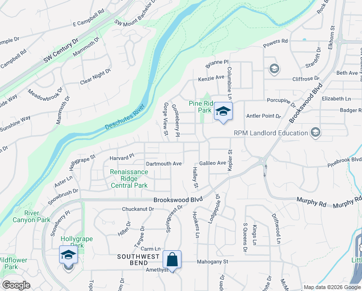map of restaurants, bars, coffee shops, grocery stores, and more near 19766 Clarion Avenue in Bend