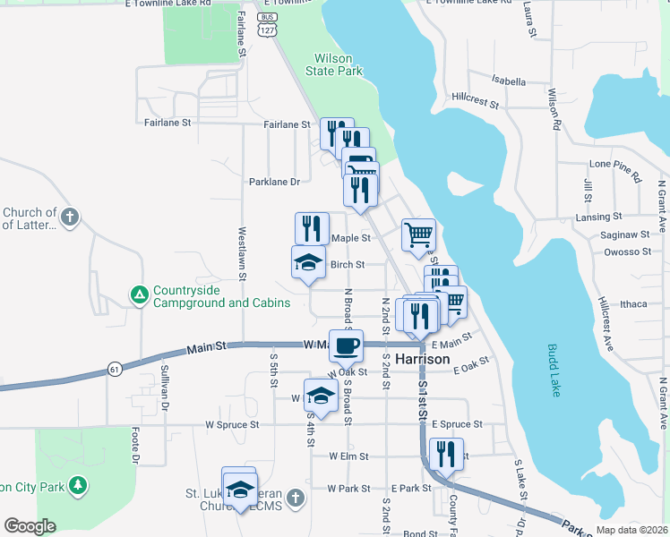map of restaurants, bars, coffee shops, grocery stores, and more near 235 Birch Street in Harrison