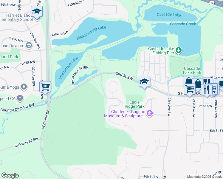 map of restaurants, bars, coffee shops, grocery stores, and more near 13 Conner Circle Southwest in Rochester