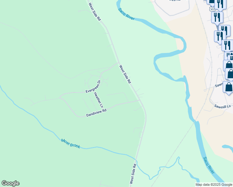 map of restaurants, bars, coffee shops, grocery stores, and more near 84 Moat View Road in Conway