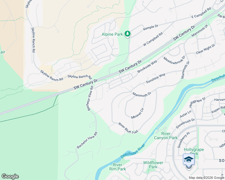 map of restaurants, bars, coffee shops, grocery stores, and more near 61167 River Bluff Trail in Bend
