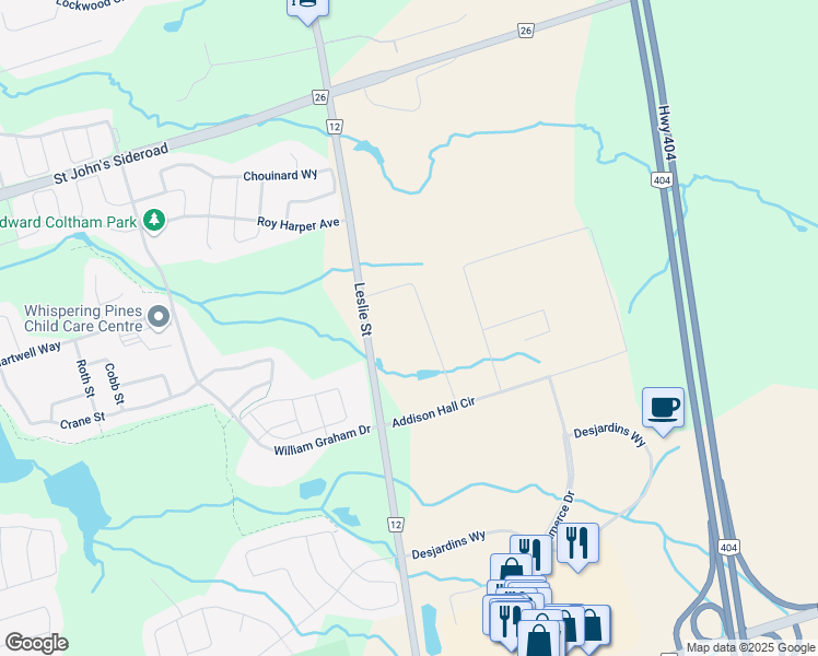 map of restaurants, bars, coffee shops, grocery stores, and more near 350 First Commerce Drive in Aurora
