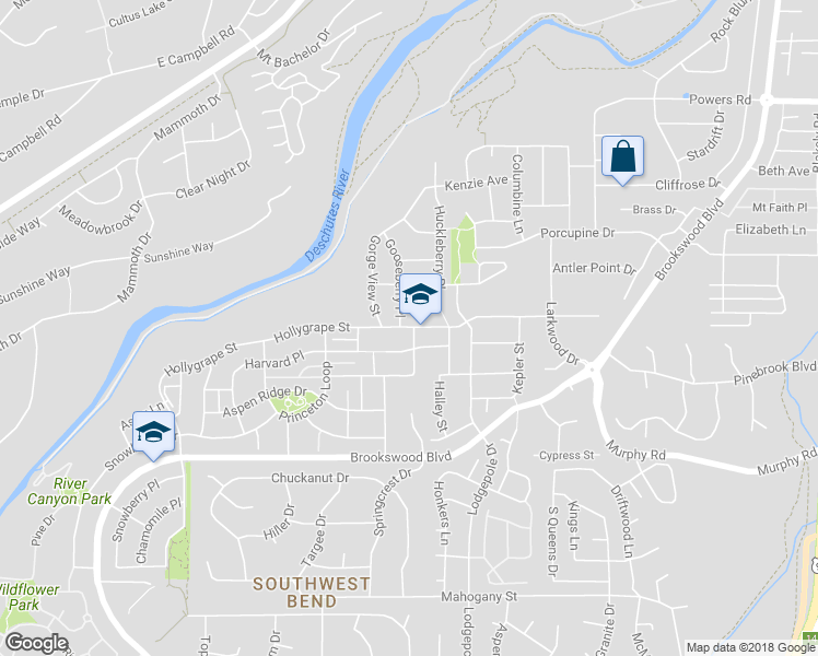 map of restaurants, bars, coffee shops, grocery stores, and more near 19792 Hollygrape Street in Bend