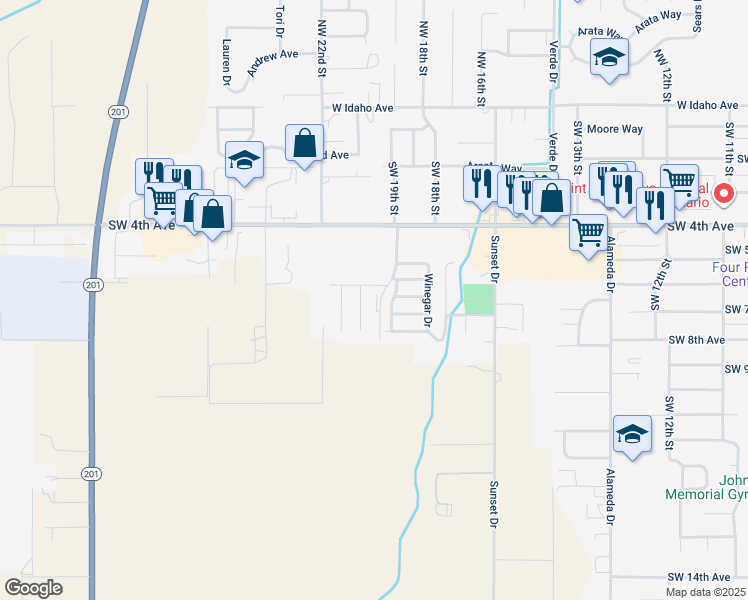 map of restaurants, bars, coffee shops, grocery stores, and more near 763 Skyhawk Drive in Ontario