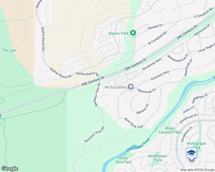 map of restaurants, bars, coffee shops, grocery stores, and more near 19305 Brookside Way in Bend