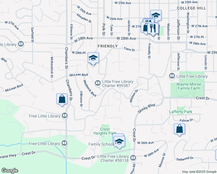 map of restaurants, bars, coffee shops, grocery stores, and more near 1130 Lorane Highway in Eugene