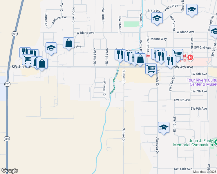 map of restaurants, bars, coffee shops, grocery stores, and more near 66 Village Lane in Ontario